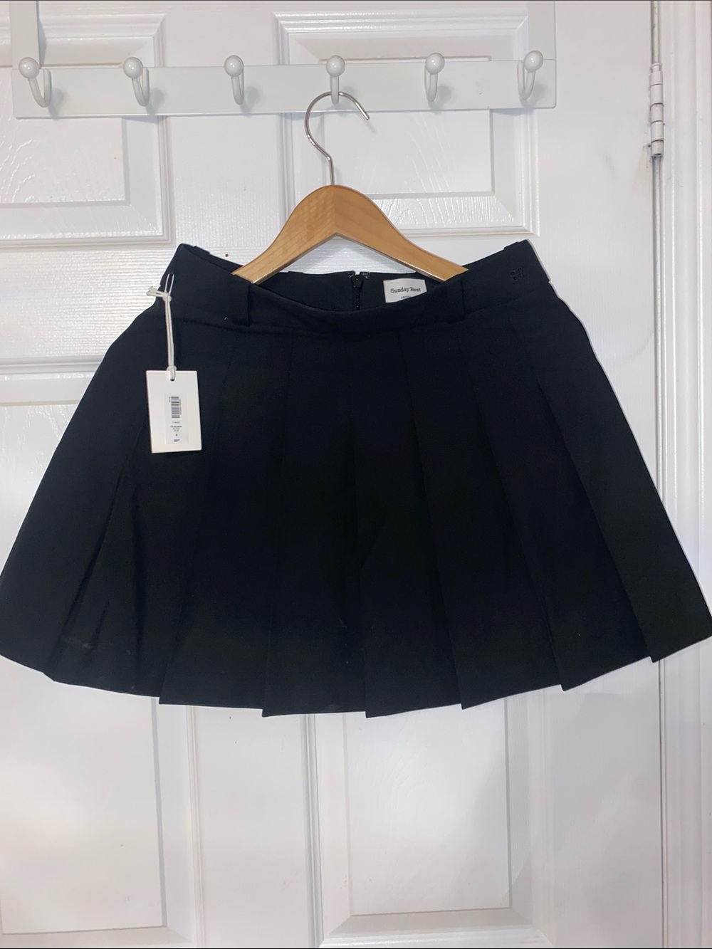 Sunday Best Black Pleated Mini Skirt with Structured Waist #22